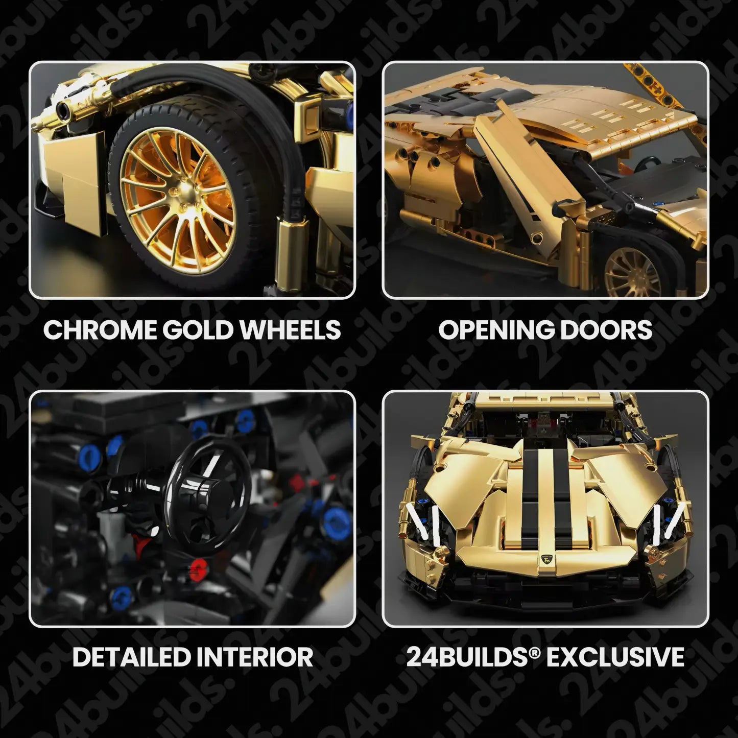 1:14 Gold Lamborghini P1 Sports Car Set, Suitable for Men's Collectible Model (1309 Pieces)