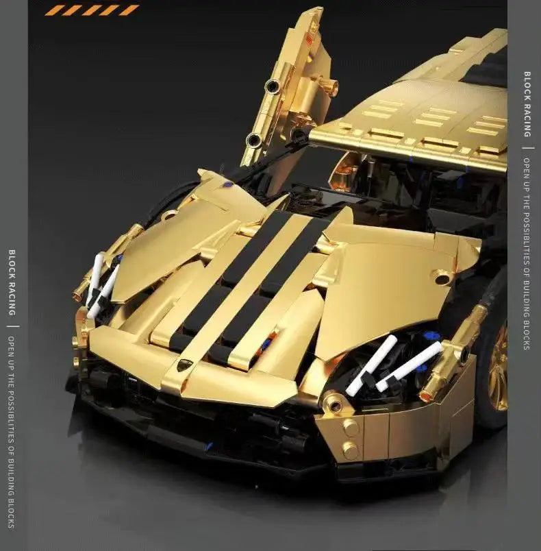 1:14 Gold Lamborghini P1 Sports Car Set, Suitable for Men's Collectible Model (1309 Pieces)