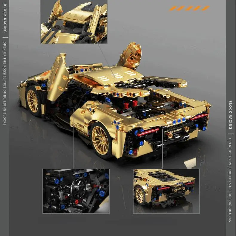 1:14 Gold Lamborghini P1 Sports Car Set, Suitable for Men's Collectible Model (1309 Pieces)