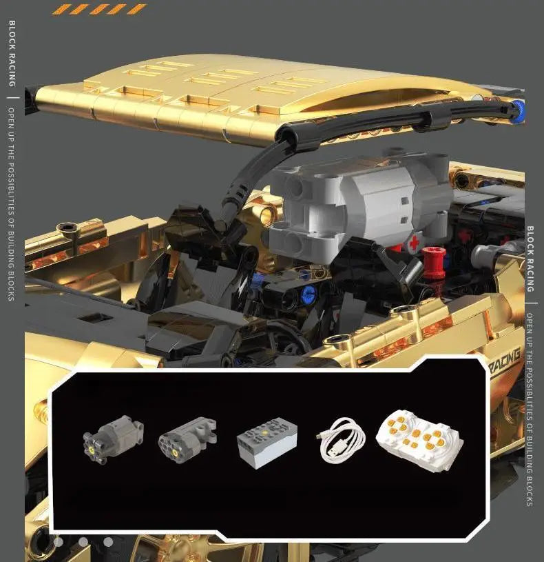 1:14 Gold Lamborghini P1 Sports Car Set, Suitable for Men's Collectible Model (1309 Pieces)