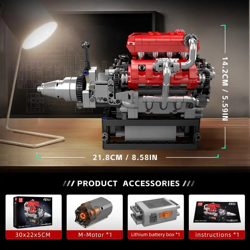 Mold King 10204 V8 Engine Car Motor Model Building Block Engineering