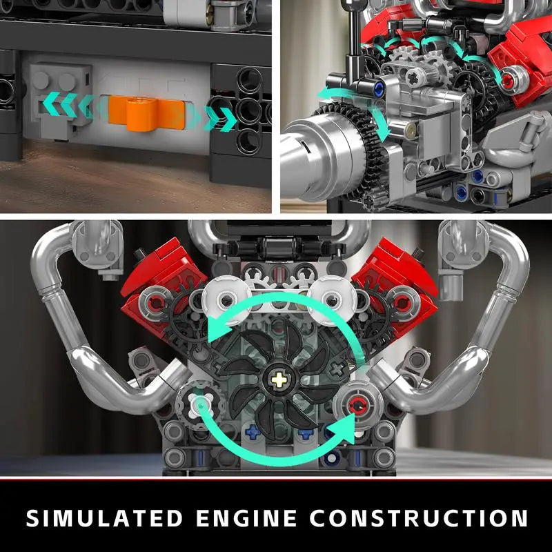 Mold King 10204 V8 Engine Car Motor Model Building Block Engineering