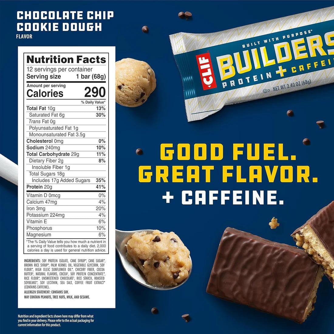 CLIF Builders + Caffeine - Chocolate Chip Cookie Dough Flavor