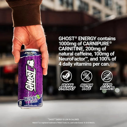 GHOST Energy Drink 12 Pack-200mg Natural Caffeine