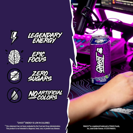 GHOST Energy Drink 12 Pack-200mg Natural Caffeine