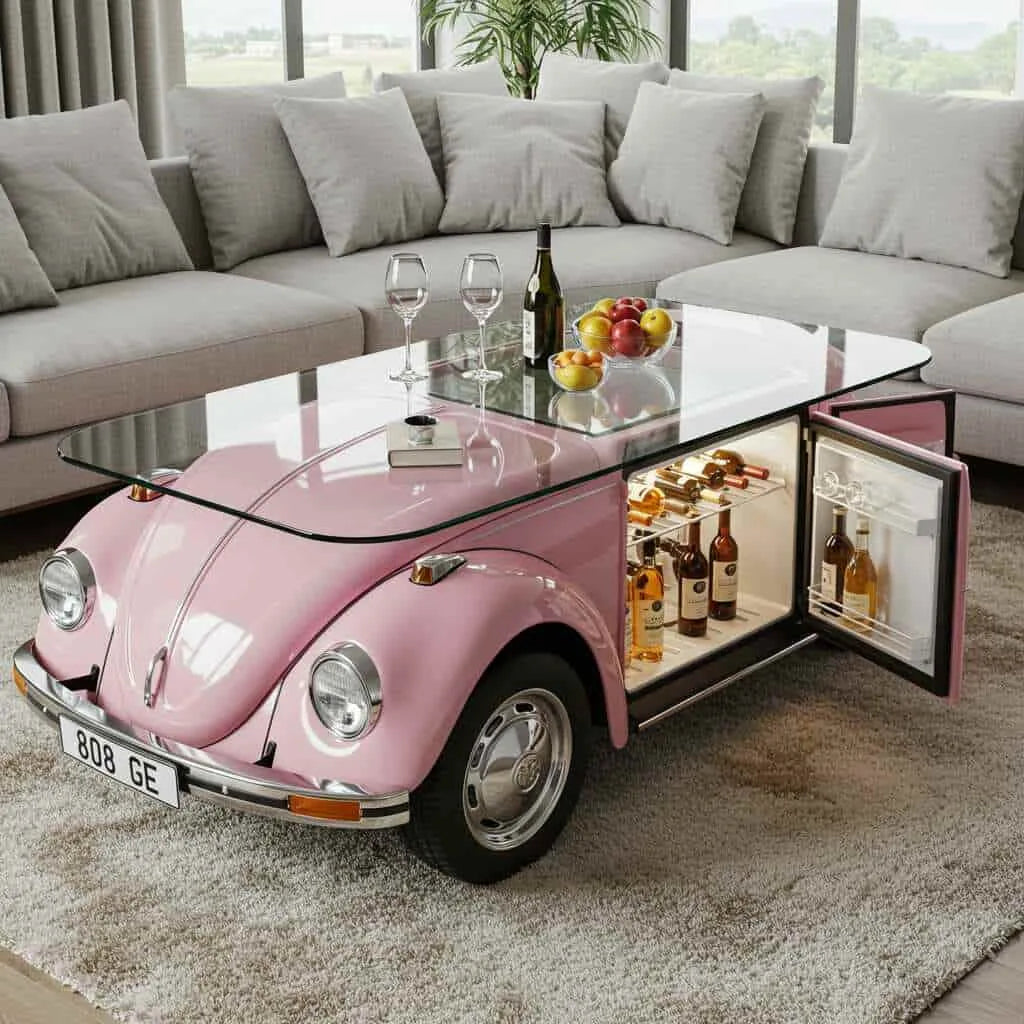 Table with built-in fridge