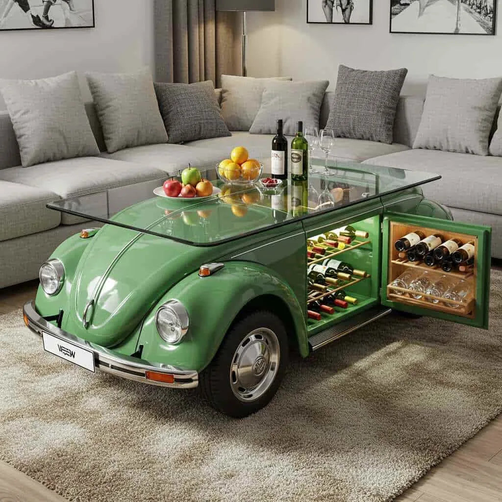 Table with built-in fridge