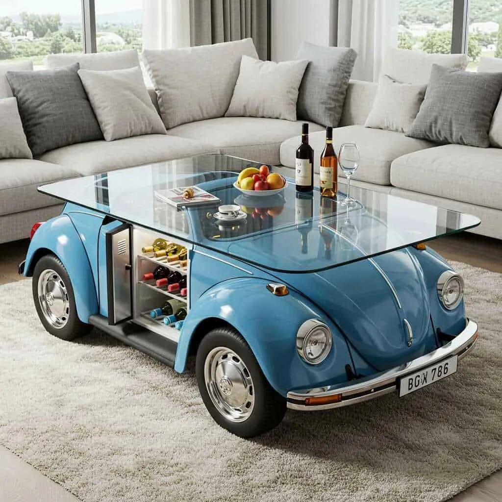Table with built-in fridge